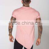 New Style 100% Cotton Oversized Cut and Low Sharp T Shirt Fashion Streetwear Black Plain Mens Longline T Shirt thumbnail-2