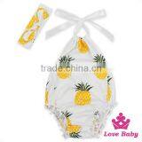 High Quality Kids St. Patricks Day Item Clover Printed Halter Design Newborn Baby Hairboll Romper thumbnail-3