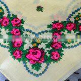 SSS81 Vintage Ukrainian Shawl, Russian Floral Scarf ,light Yellow Shawl, Babushka Russian, Head Scarf, Christmas Gift thumbnail-3