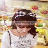 Retro Knot Bow Head Wrap ,Wholesale Checked Elastic Headband thumbnail-1