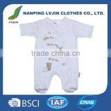Solid White Full Feet Printed Cotton Baby Clothes, Newborn European Style Baby Clothing thumbnail-1