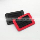 Black/red PU Leather Sew on Patches With Matt Black Metal Plates Clothing Label for Jeans/jacket PLB-005 thumbnail-4