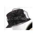 Halloween Charming Black Abaca Sinamay Ladies Hats , Rolled Edge Bow thumbnail-1
