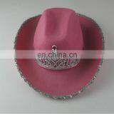 2016 Hot Sale High Quality Crown Cowboy Hat Fashion Lady Party Hat thumbnail-3