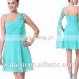 Elegant Ladies Chiffon Dress Single Shoulder Dress thumbnail-2