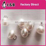 White Loose Round ABS Plastic Beads Pearl Button With Metal Hook