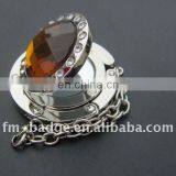 Mirror Crystal Purse Hanger With Keychain China Factory With Low Price, Rhinestone Mirror Bag Hanger With Chain
