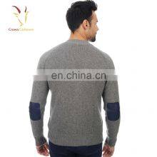 V Neck Men Cardigan Sweater Cashmere Knitted Cardigan With Elbow Patch thumbnail-4