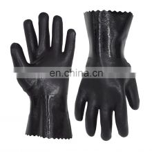 HANDLANDY Acid Alkali Oil Resistant Waterproof PVC Coated Safety Gloves with Cotton Liner Safety Working Gloves