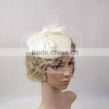 Newest Design Satin Bowknot Decorative Women Wool Mini Felt Hat With Veil thumbnail-2