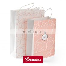 Sunkea custom print logo white paper bag supplier