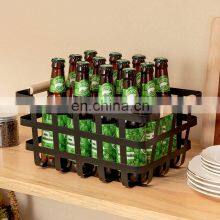 Wholesale Metal Wire Mesh Bathroom Kitchen Vegetable Food Toys Toilet Paper Black Storage Baskets Organizer With Wooden Handles thumbnail-3