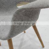 Replica Fiberlgass Material Wooden Legs Fabric Blue Color Organic Chair by Eero Saarinen thumbnail-5
