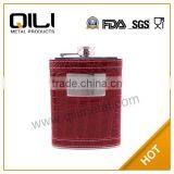 7oz Leather Wrapped Stainless Steel Designer Plastic Liquor Hipflask