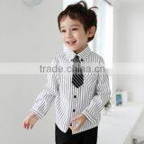 Vertical Stripes Long Sleeve 2Pattern T-shirt With Tie Cheap Children Shirts thumbnail-1