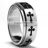 Spinner cross ring stainless steel jewelry