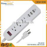 USA/United States/Canada USB Extension Socket Outlet With Surge Protector 120V 16A