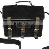 Handmade Genuine Leather Black Suede Laptop Bag and Suede Satchel Briefcase thumbnail-2