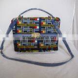 Authentic African Printed Wax Fabric and Leather Bag thumbnail-4