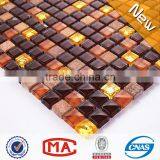 LYY Luxurioius hotel decor natural stone mix golden and crystal glass mosaic gold mosaic tile