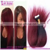 Wholesale cheap ombre color #1b/99j brazilian tape hair extensions silky straight tape hair