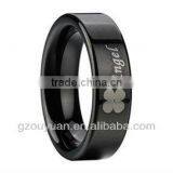 Men's Tungsten Ring Laser Flower or Lucy , Black IP Tungsten Carbide Ring, Tungsten Ring for Men,Charm Accessory thumbnail-1