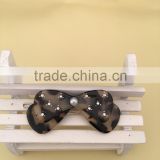 Wholesale cellulose accetate double butterfly hair pin tortoise shell classic basic pearl decorate celluloid Bow hair slide clip