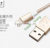 MFi Certified Nylon Braided Aluminum USB Charger Cable for Golden Housing MFI Cable