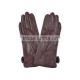 Simple and Lovely Purple Threading Bowknot Threading Girls Sheepskin Leather Glove thumbnail-2
