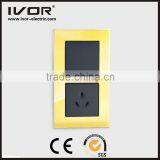 2016 New Design IVOR BRASS Panel Mechanical Socket and Push Botton Light Switch