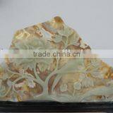 Hand Carved Natural Jade Flower Etching,jade Reliefs,jade Decoration Arts thumbnail-1