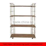 4 Tier Metal Shelves On Wheels, Metal Wood Storage Cart thumbnail-1