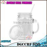 NBRSC Double Wall Insulated Plastic Jar Tumbler Mug With Striped Straws thumbnail-3