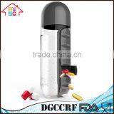 600ml Sport Water Bottle Built-in Daily 7 Daily Pill Box Vitamin Organizer thumbnail-3
