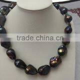 18-19 mm Black Baroque Freshwater Pearl Necklace thumbnail-2