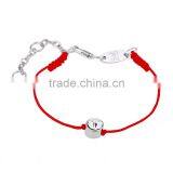 Tiny Clear Round Diamond Charm Luck Red String Bracelet Cubic Zirconia Gold Charm Luck Red Thread Bracelet thumbnail-2