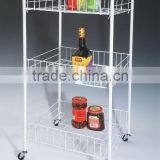 123-37 3-tier Metal Wire Storage Shelf With Wheels Storage Cart thumbnail-1