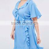 Women's CURVE Mini Wrap Dress With Frill thumbnail-3