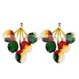 Bohemian Multicolor Pompon Dangle Earrings for Women Jewelry thumbnail-2