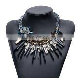 Recommend New Necklace Vintage Ethinc the Exaggerated Flower Necklace Plate Geometric Hand-woven Resin Necklace thumbnail-1