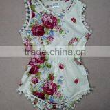2017 Ponpon Floral Baby Romper Months Girls 100% Cotton Rose Vintage no Minimum Quantity. Etsy Item thumbnail-3