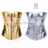 Factory Wholesale Women Leather Corset Bustiers Gold/Silvery PVC Corst thumbnail-1