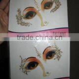 GOLD Crystal Face Tattoo Eye Corner Forehead STICK ON thumbnail-1