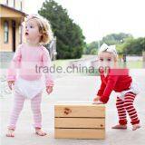 High Quality Kids Children Clothes Custom Baby Clothing Boutique Stripe Wholesale Pink Baby Leggings Pants thumbnail-2