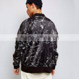 Fashion Design Custom Black Crackle Printing Bomber Jacket Oversized Dropped Shoulders Streetwear Mens Digital Print Jacket thumbnail-2