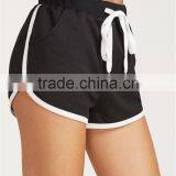 MGOO Black Drawstring Waist Contrast Binding Dolphin Shorts Sport Cotton Shorts Plain Hot Shorts thumbnail-4