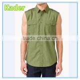 Mens military khaki sleeveless shirts,button down shirts for men
