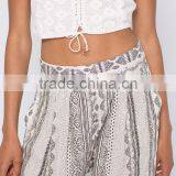 Fashion Bohemian Chiffon Cheap Ladies Loose Long Girl Wide Leg Casual Summer Beach Palazzo Blouse Coat Pant thumbnail-4