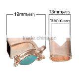 Zinc Based Alloy Hook Clasps Bracelet End Bar With Slider For Leather Bracelet Owl Halloween Rose Gold Skyblue thumbnail-2