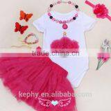 Baby Girl's First Birthday Outfit Boutique Cloth Wholesale Kids Hot Pink Tutu Skirt/dress Clothing Set thumbnail-1